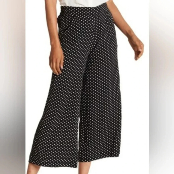 Max Studio High Waisted Patterned Culotte Pants, Color Black/White Size S - Picture 1 of 13